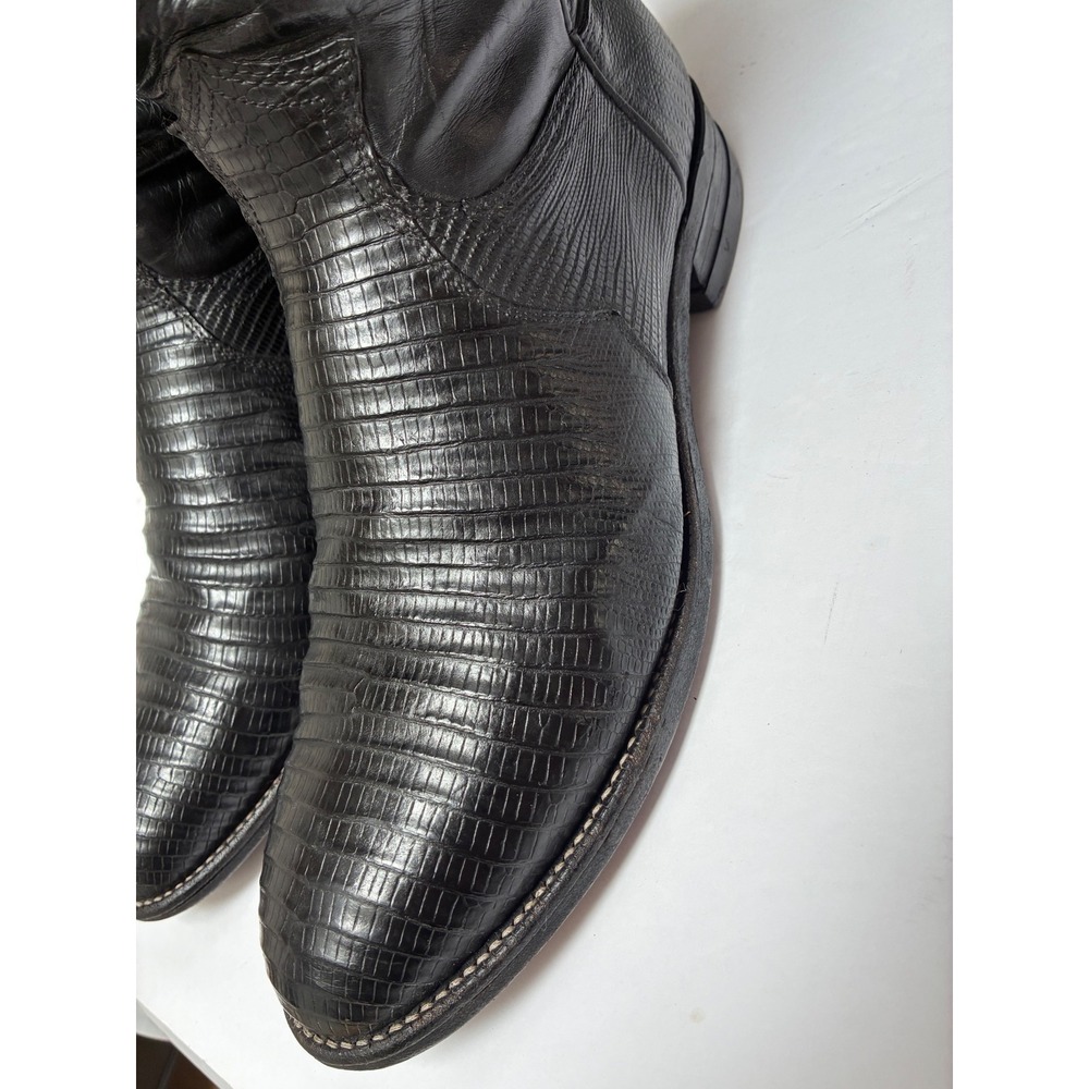 Justin Mens Black Lizard Skin Western Cowboy Boots Made in USA Size 9 D - Picture 3 of 10